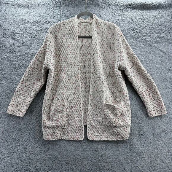 moon & madison Sweaters - Moon‎ & Madison Women's Small Open Front Cardigan Cream Multicolor Long Sleeves